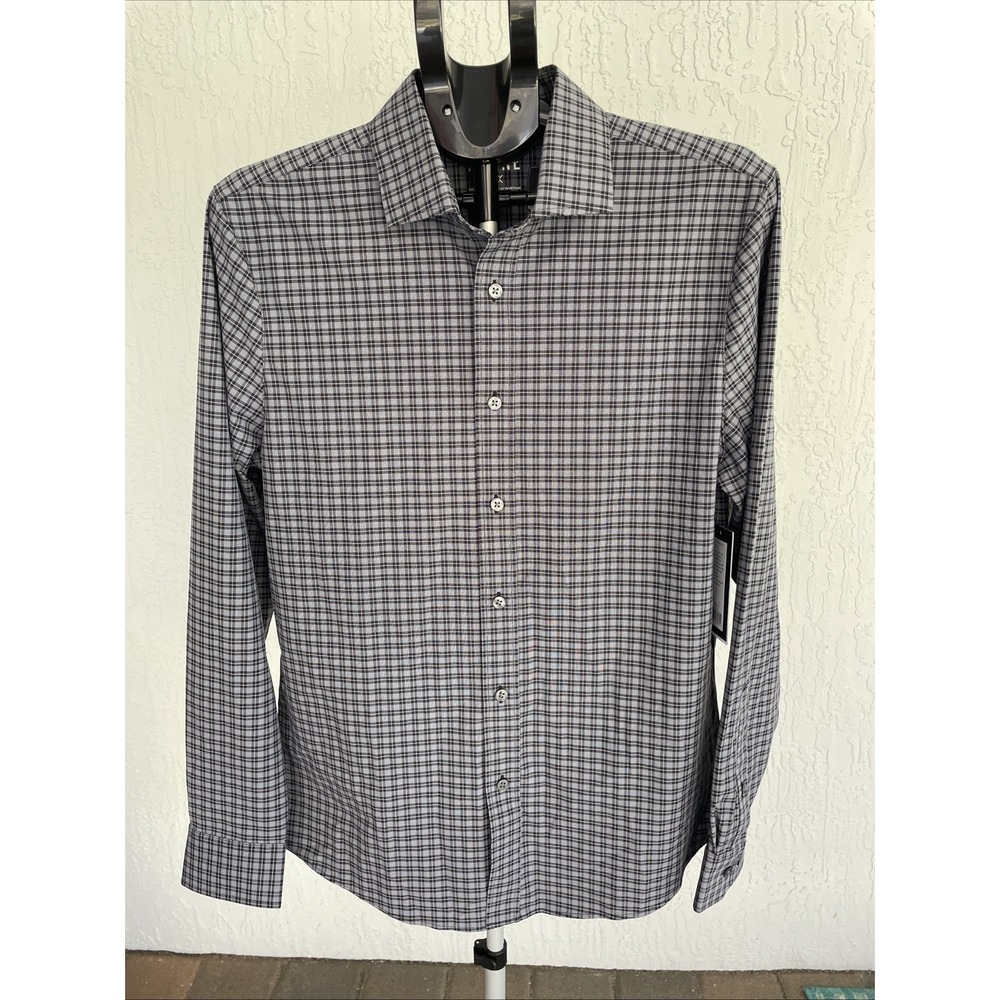 RHONE Gray Checkered Casual Button Down Shirt